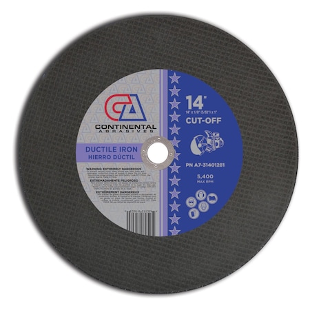 14" x 1/8" (5/32) x 1" Triple Reinforced Ductile High Speed Gas or Electric Abrasive Saw Blade